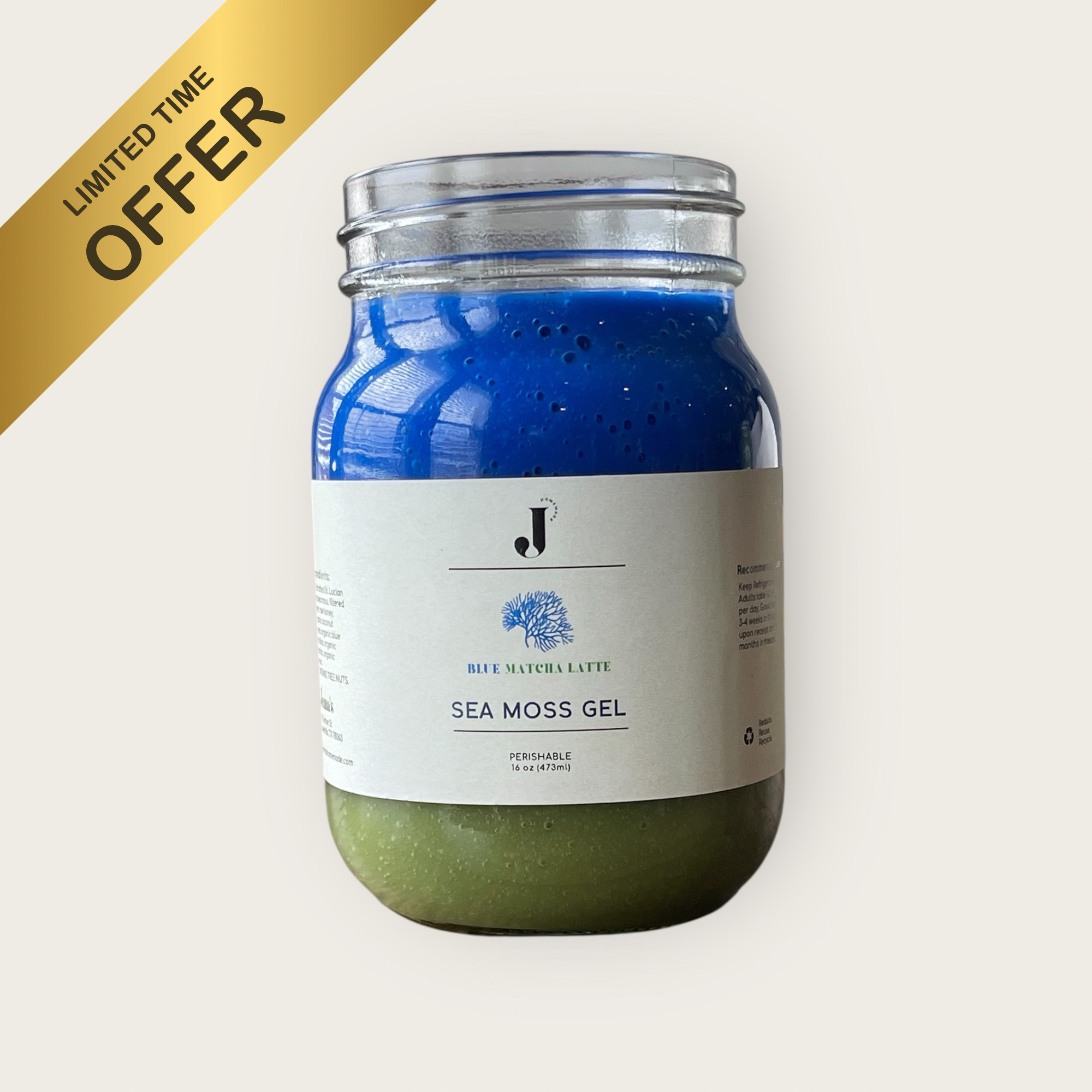 Blue Matcha Latte Sea Moss Gel- 16 oz